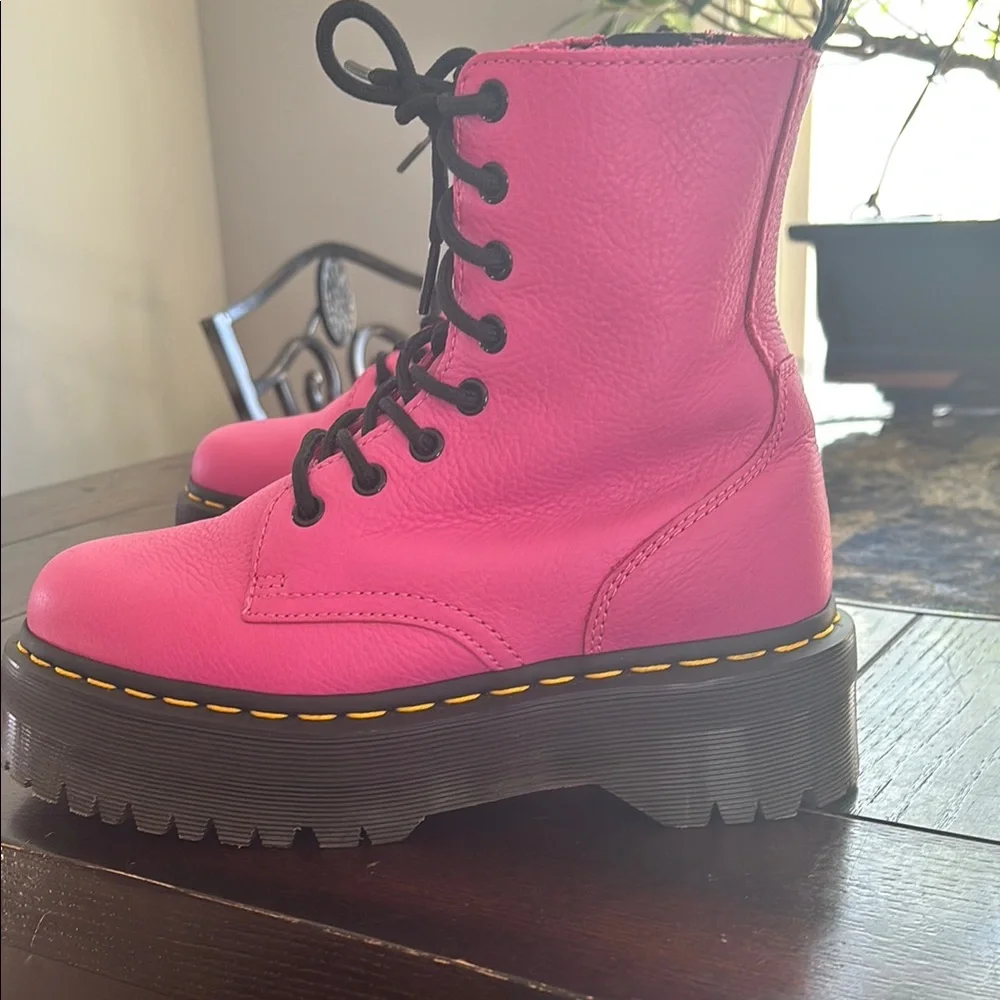 Dr. Martens Pink Leather Women's Boots jadon platform boot - Picture 6 of 15